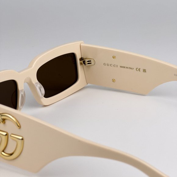 Gucci GG1425S 004 BRAND NEW Sunglasses Ivory Brown Rectangle Unisex  GG 1425S main image 6